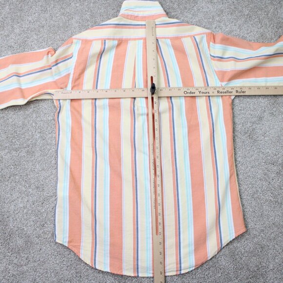 Polo Ralph Lauren Shirt Mens Medium Orange/Yellow/Blue Custom Fit Flesh Pony L/S - Picture 11 of 14